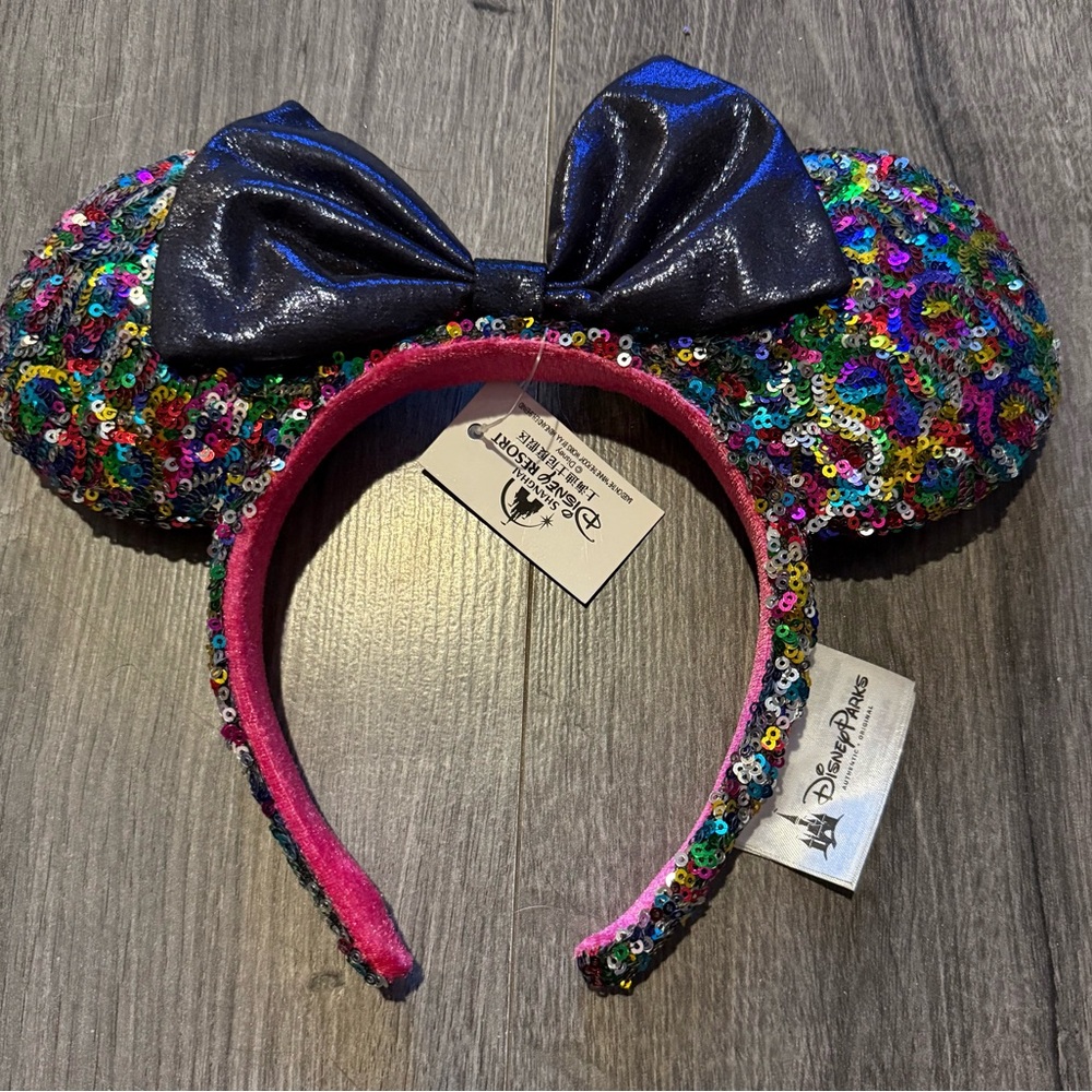 Shanghai Disney Parks Sequin Minnie Mouse Ears Headband Super Cute Adorable